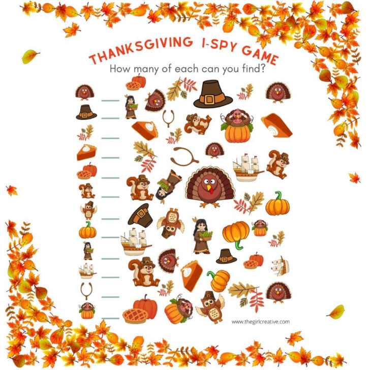 Thanksgiving I Spy Free Printable