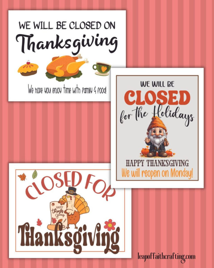 Closed Signs For Thanksgiving Printable