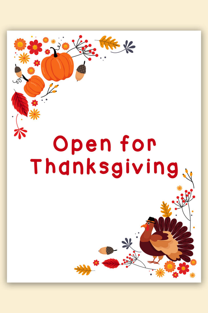 Closed For Thanksgiving Sign Printable Free