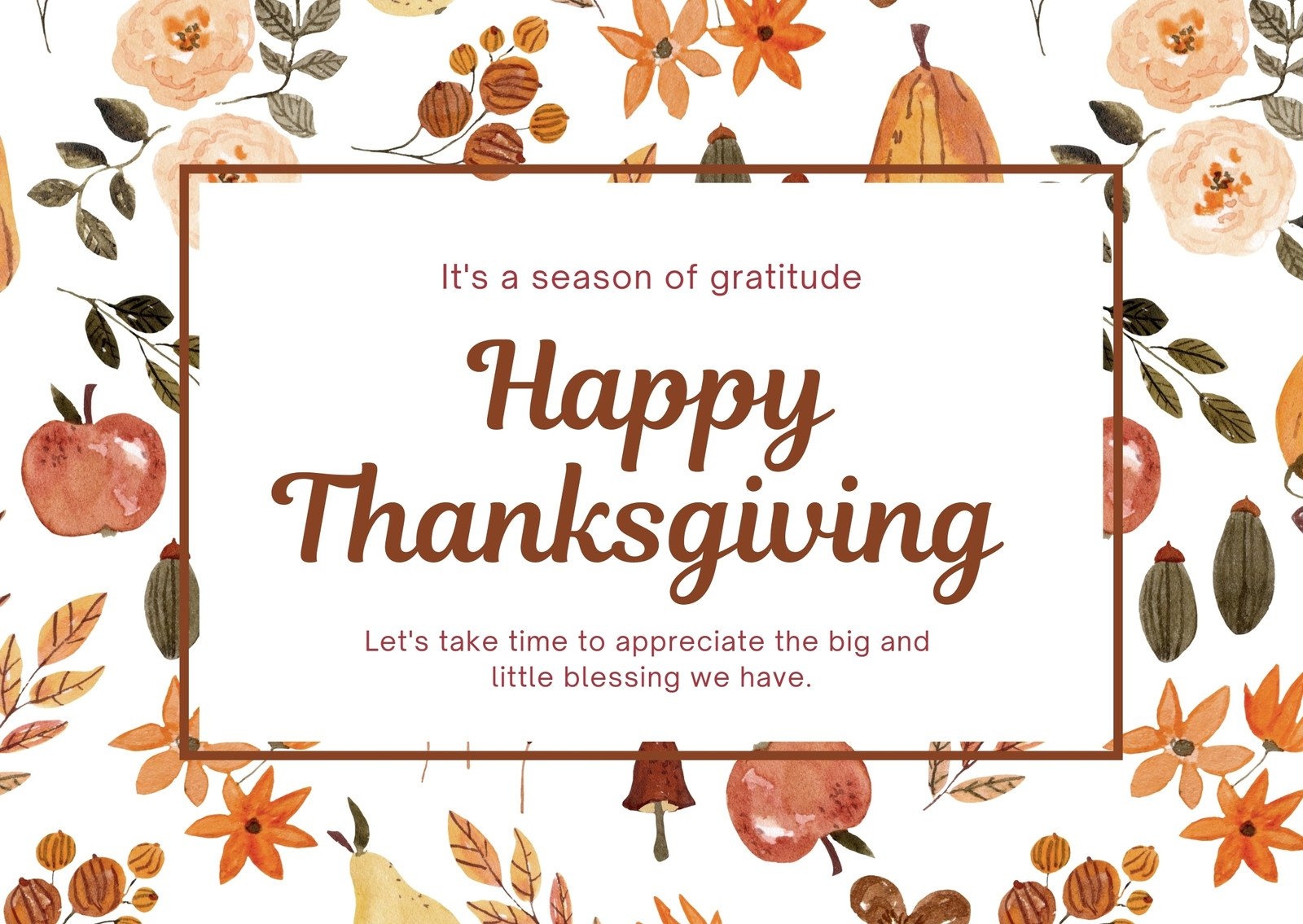 Free Printable, Customizable Thanksgiving Card Templates | Canva for Electronic Thanksgiving Cards Free