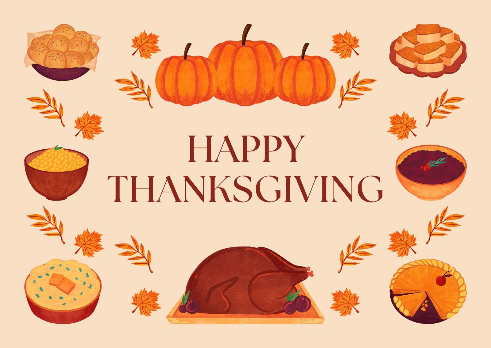 Free Printable, Customizable Thanksgiving Card Templates | Canva inside Thanksgiving Animated Cards