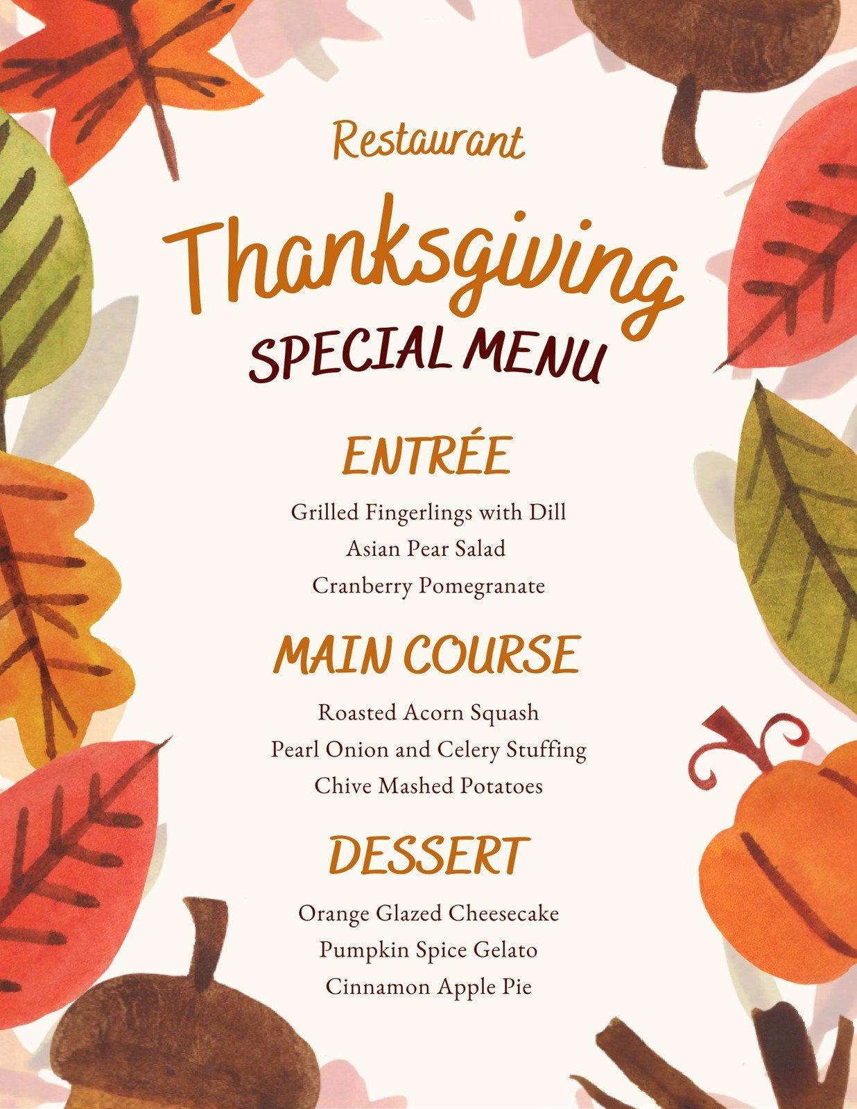 Free Printable, Customizable Thanksgiving Menu Templates | Canva for Thanksgiving Menu Printable