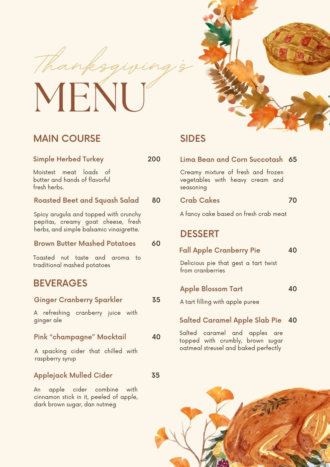 Free Printable, Customizable Thanksgiving Menu Templates | Canva in Printable Thanksgiving Menu