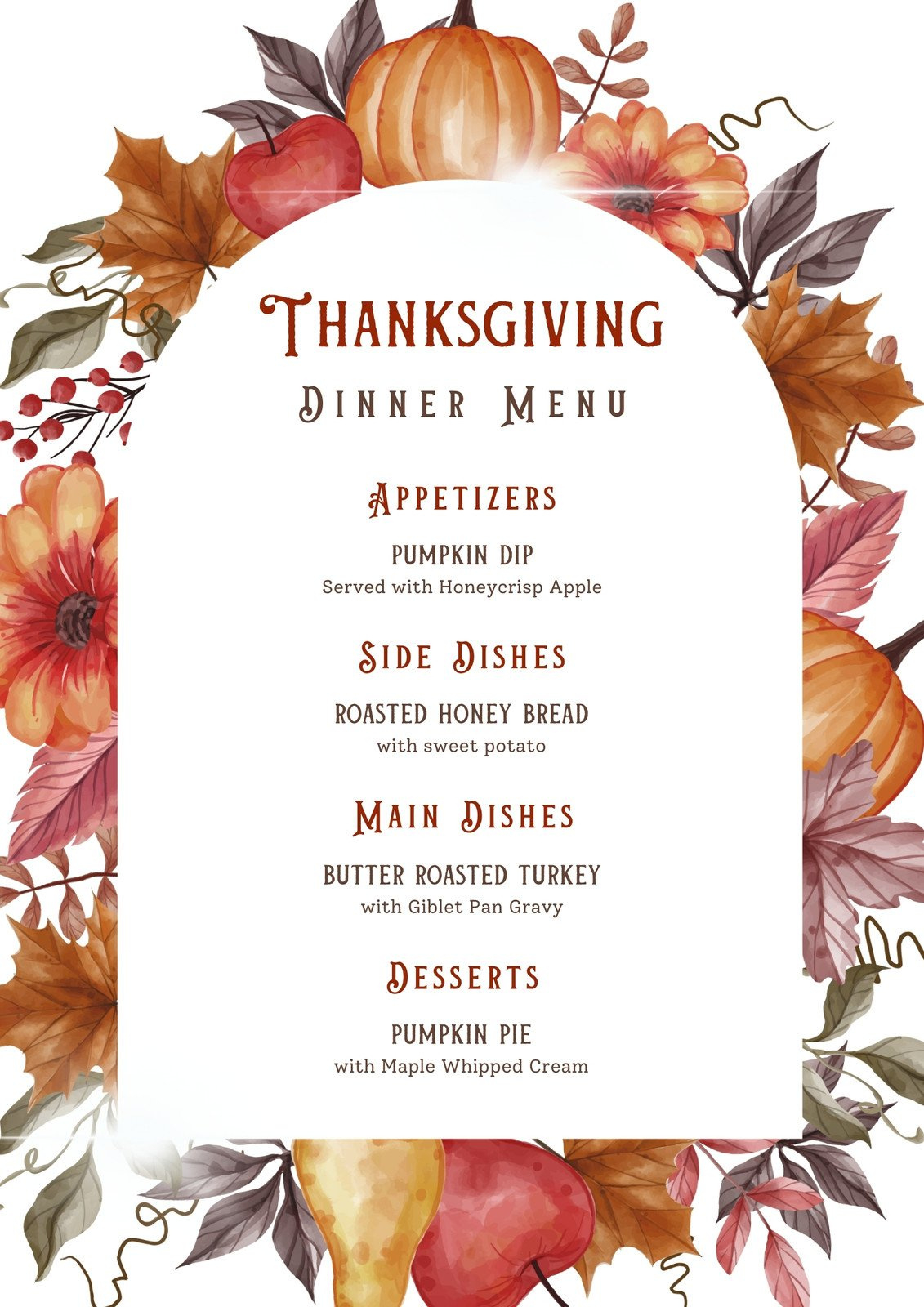 Free Printable, Customizable Thanksgiving Menu Templates | Canva intended for Free Printable Thanksgiving Menu Template