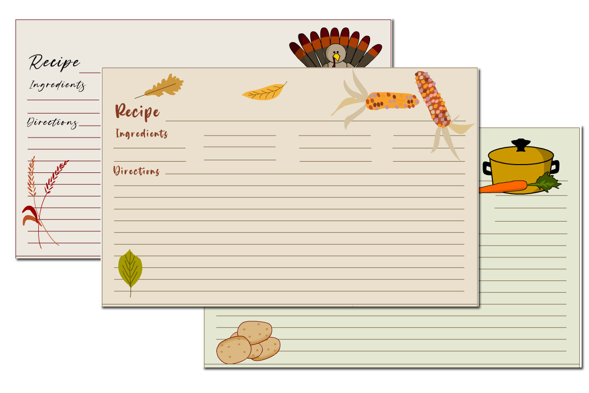 Free Printable Cute Recipe Cards For Thanksgiving intended for Thanksgiving Recipe Cards