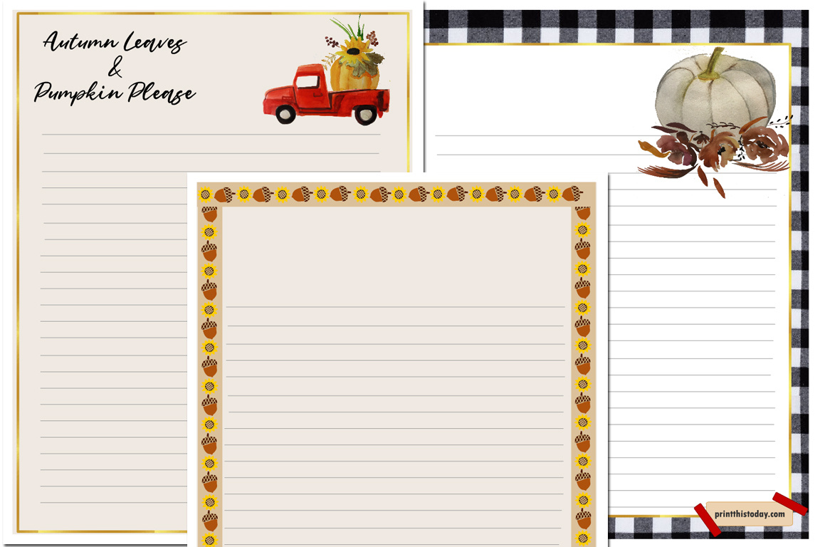 Free Printable Fall Writing Paper Stationery for Thanksgiving Stationery Printable Free