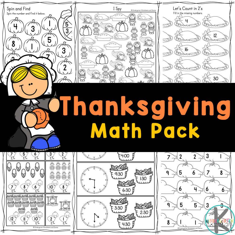 Free Printable Kindergarten Thanksgiving Math Worksheets for Thanksgiving Kindergarten Math Worksheets Free