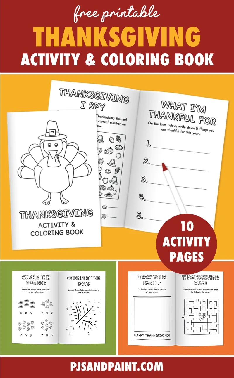 Free Printable Thanksgiving Activity And Coloring Book For Kids with Printable Thanksgiving Booklet