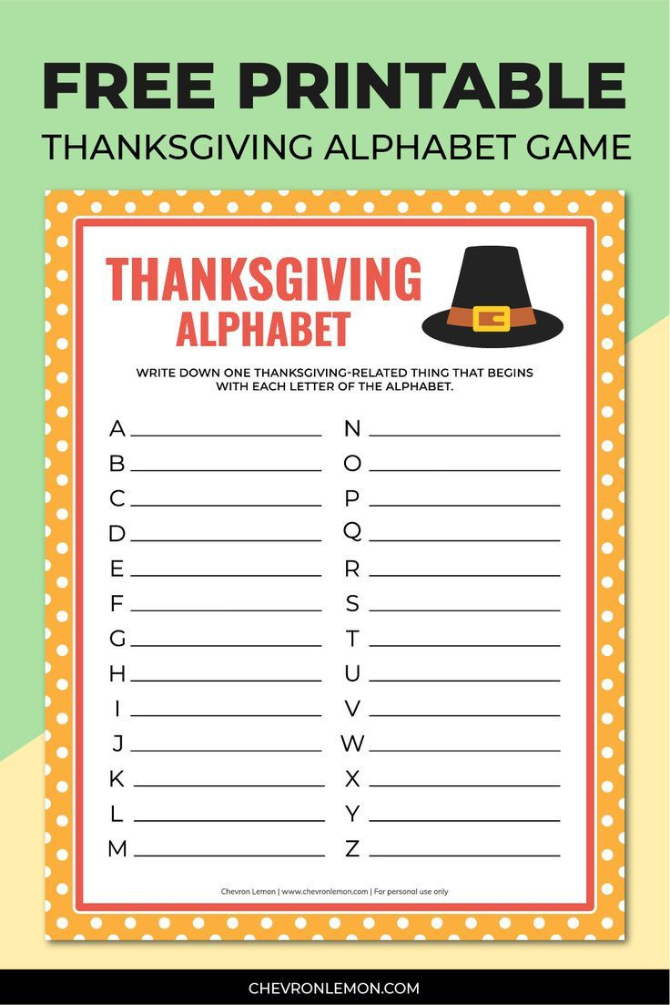 Free Printable Thanksgiving Alphabet Game inside Thanksgiving Printable Games Free