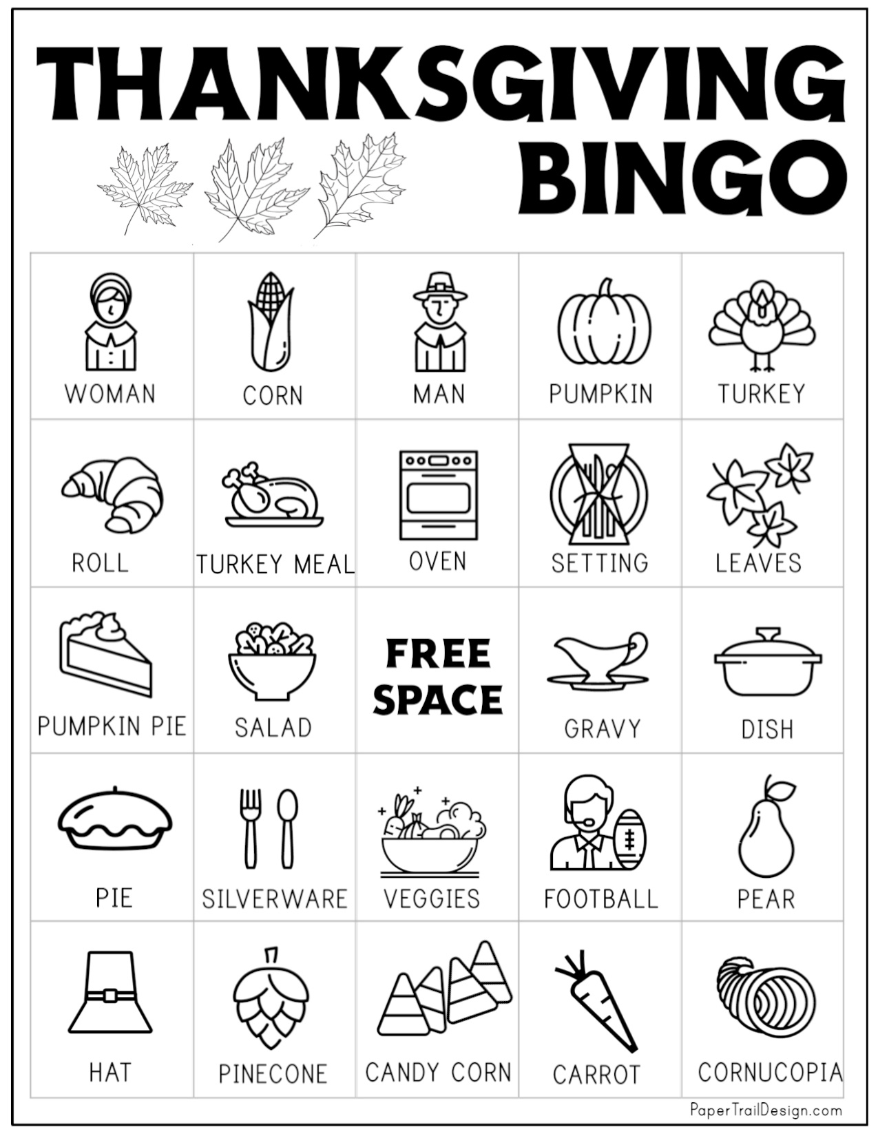 Free Printable Thanksgiving Bingo Cards - Paper Trail Design for Printable Thanksgiving Bingo Cards