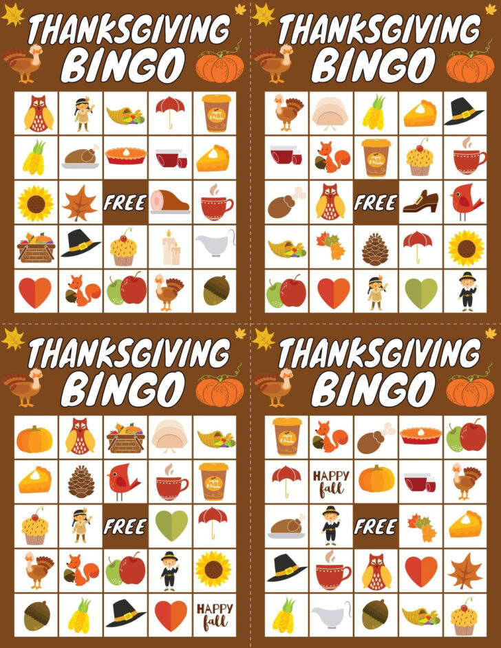 Free Thanksgiving Bingo Cards Printable