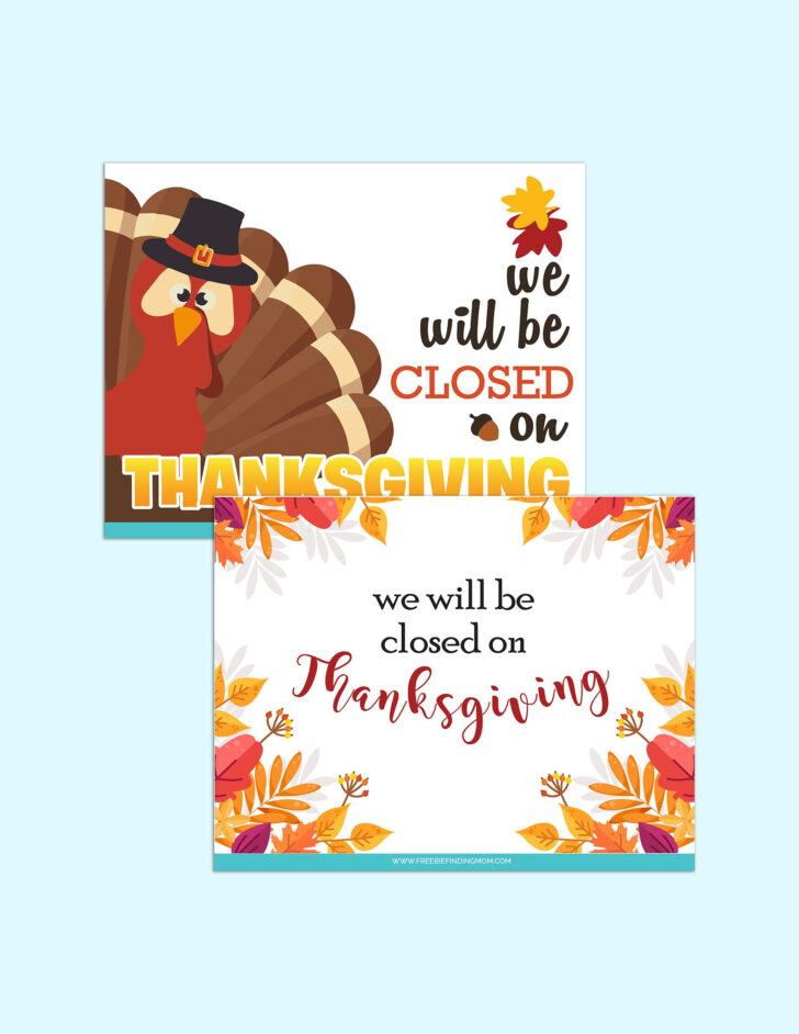 Printable Thanksgiving Closed Sign