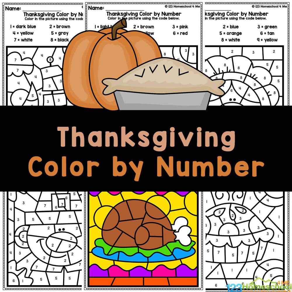 Free Printable Thanksgiving Colornumber Worksheets for Thanksgiving Color By Number Free Printables