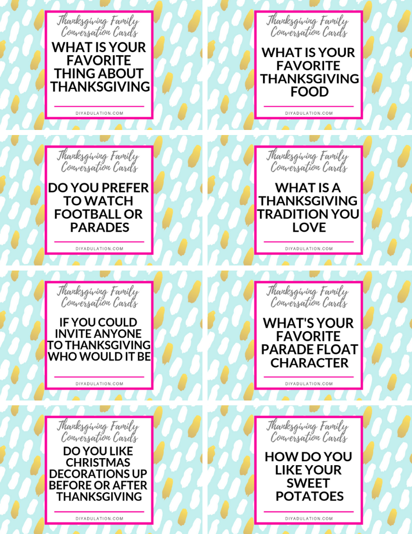 Free Printable Thanksgiving Family Dinner Conversation Cards - Diy with regard to Thanksgiving Dinner Conversation Cards