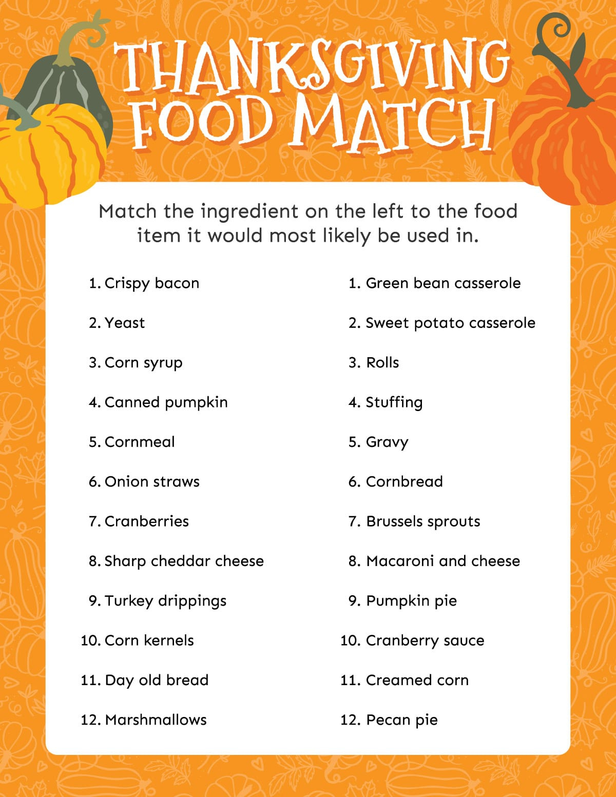 Free Printable Thanksgiving Matching Game - Play Party Plan pertaining to Thanksgiving Game Printable