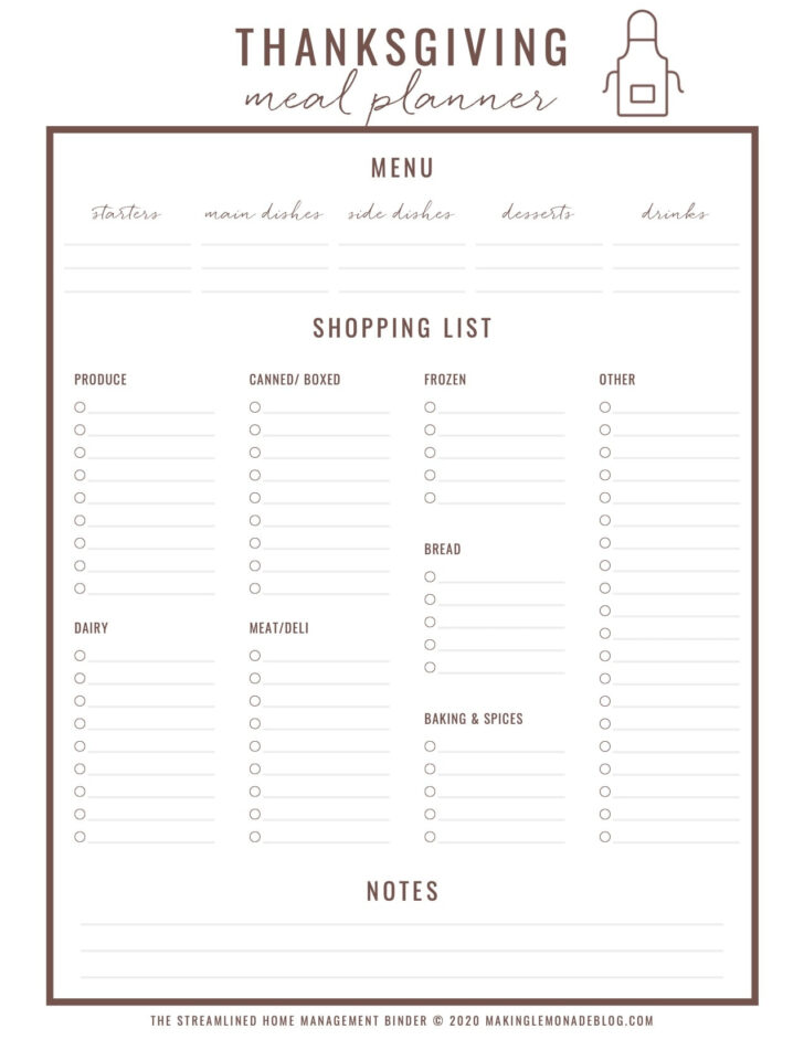 Printable Thanksgiving Checklist