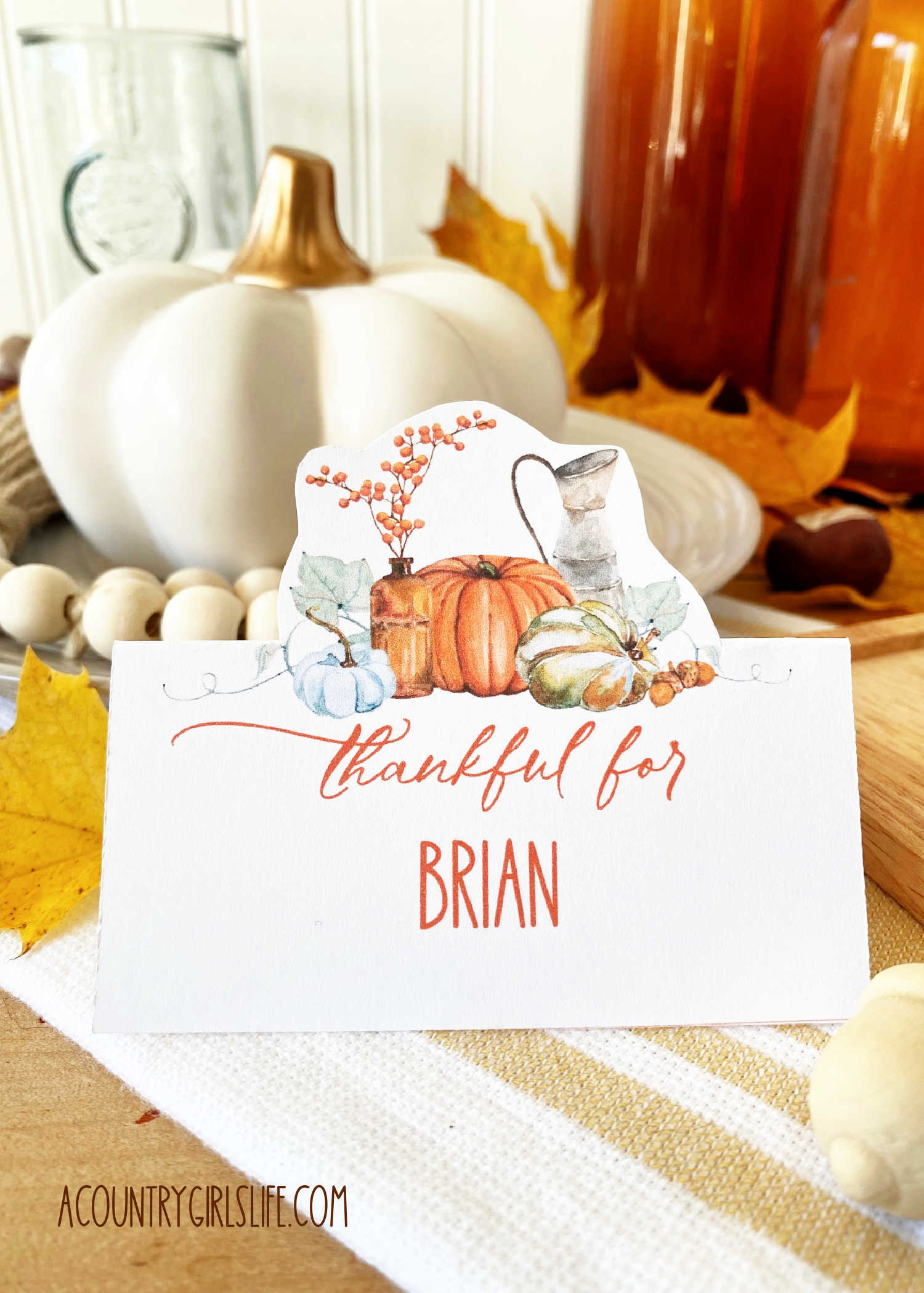 Free Printable Thanksgiving Place Cards For Dinner - A Country for Free Printable Place Cards For Thanksgiving Dinner