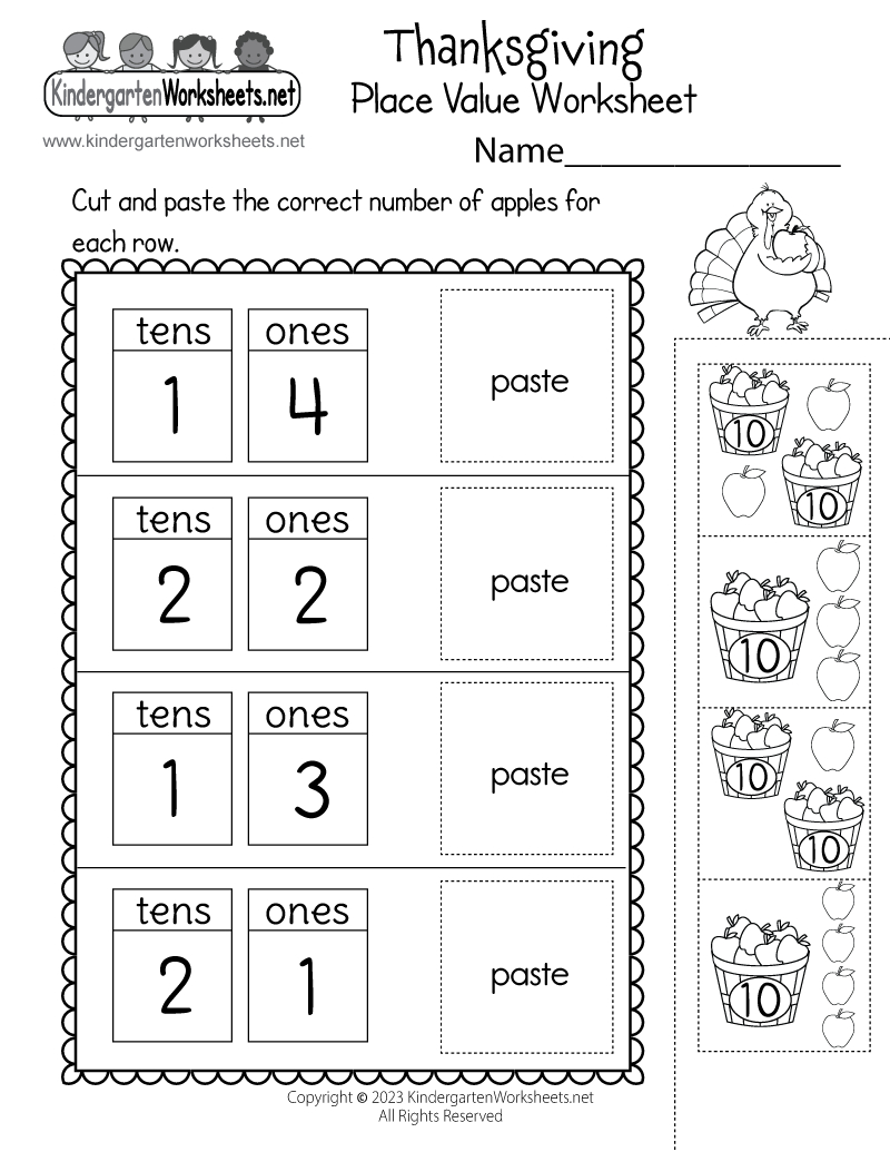 Free Printable Thanksgiving Place Value Worksheet with regard to Math Worksheets Thanksgiving Free Printable