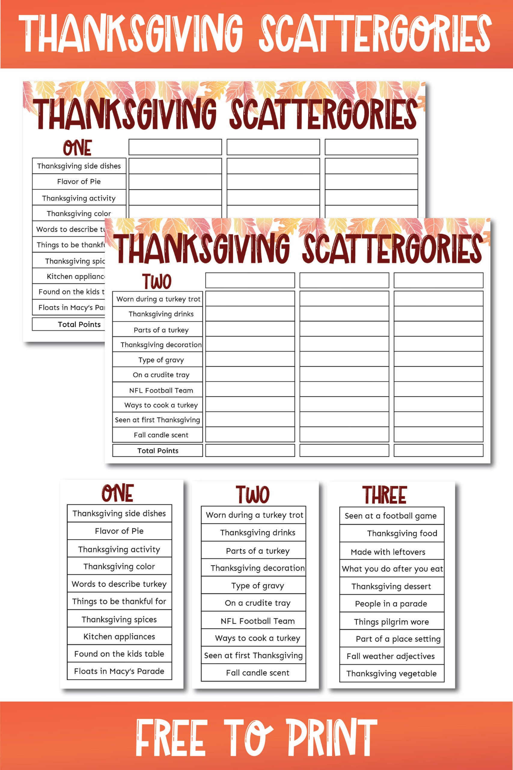 Free Printable Thanksgiving Scattergories Game - Play Party Plan throughout Thanksgiving Scattergories Free Printable