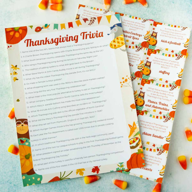 Thanksgiving Day Quiz Printables