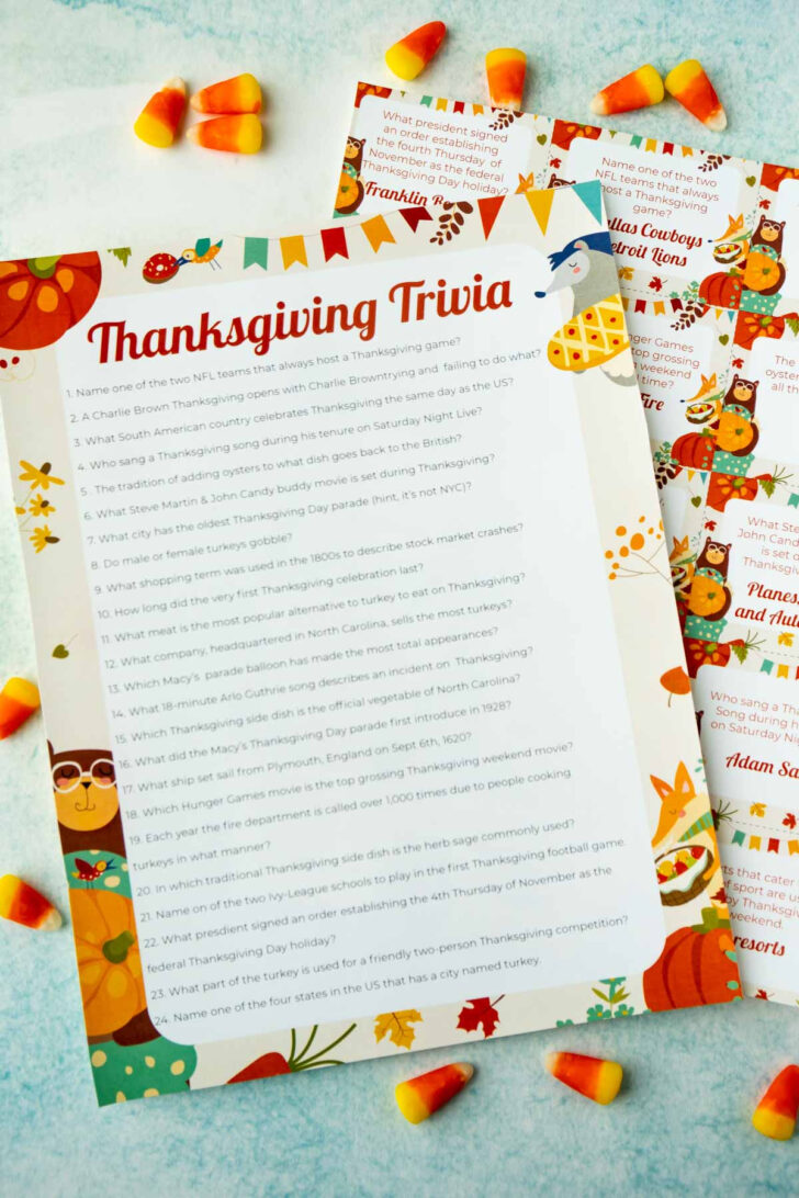 Printable Thanksgiving Trivia Games