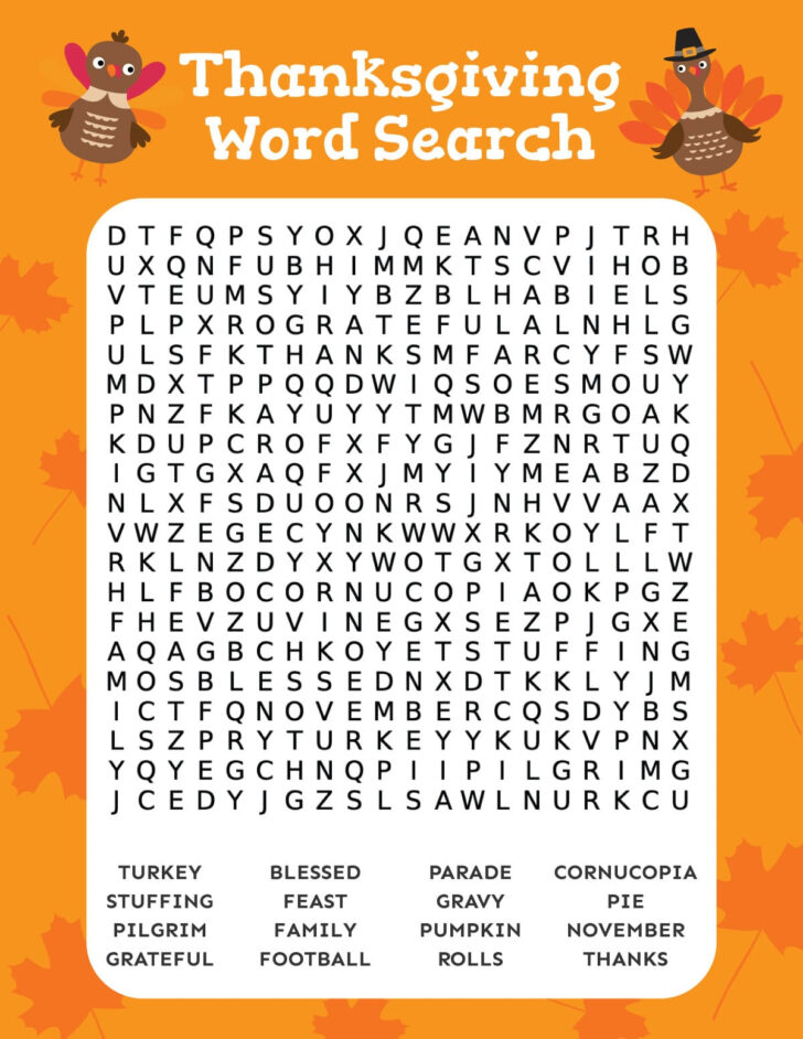 Free Printable Thanksgiving Word Searches