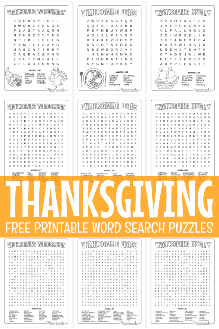 Thanksgiving Puzzles Free Printable