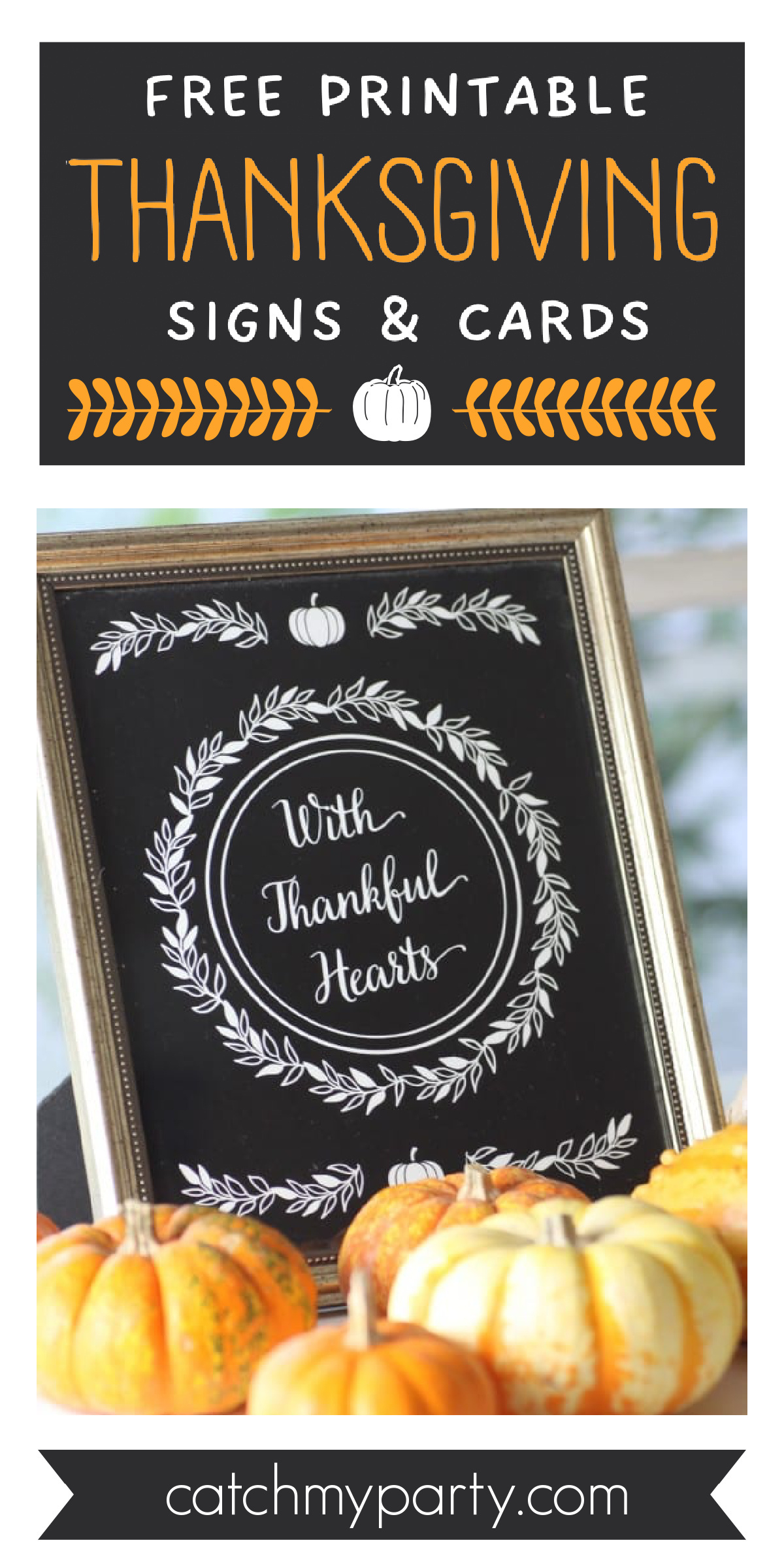 Free Printable &amp;quot;With Thankful Hearts&amp;quot; Thanksgiving Sign And Cards with regard to Printable Thanksgiving Signs