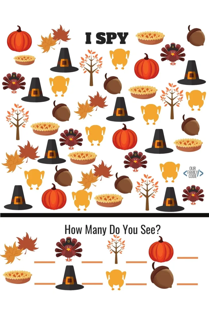 Thanksgiving Printable Activities For Kindergarten