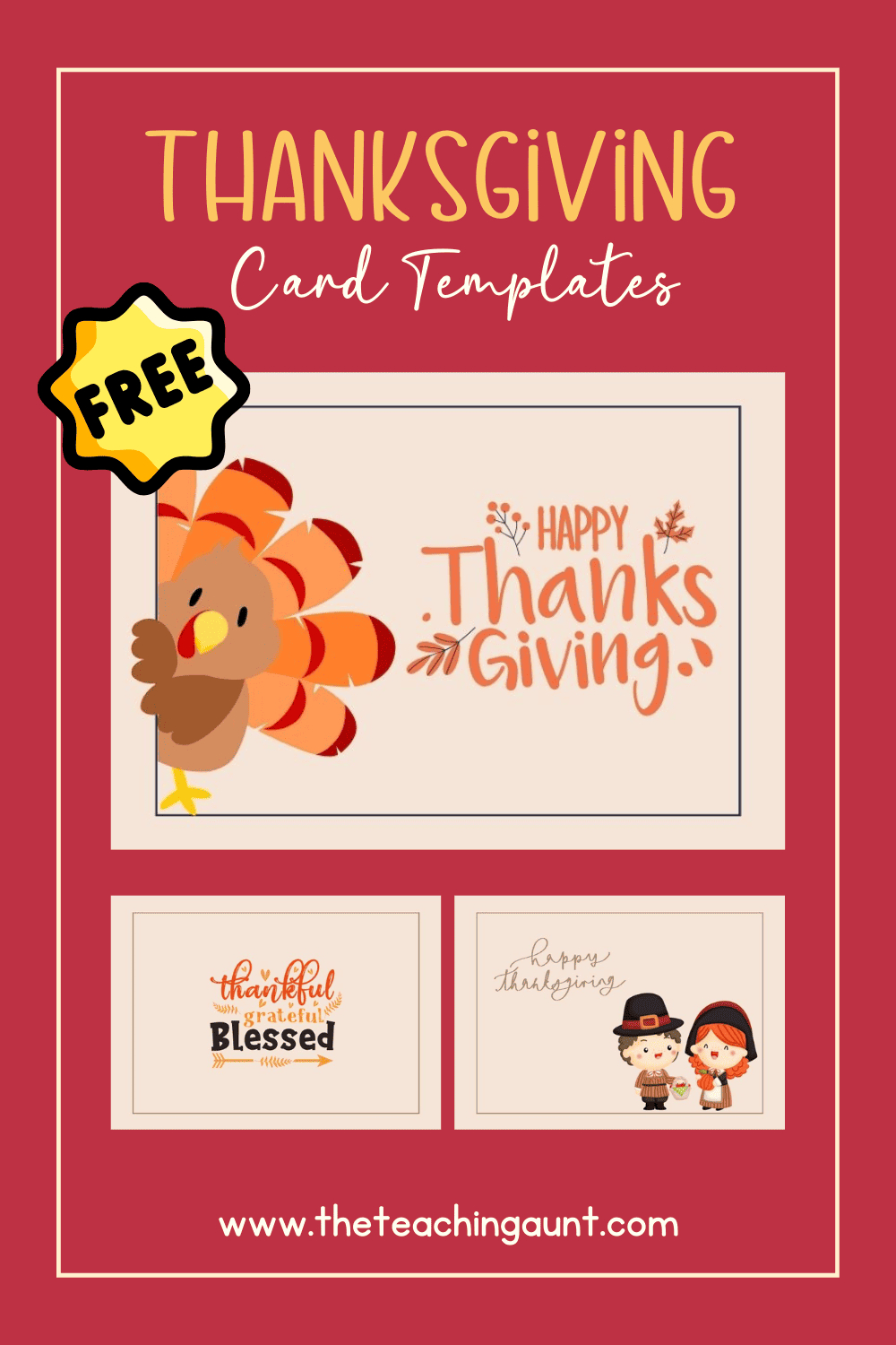 Free Thanksgiving Card Templates - The Teaching Aunt with regard to Thanksgiving Cards Template Free