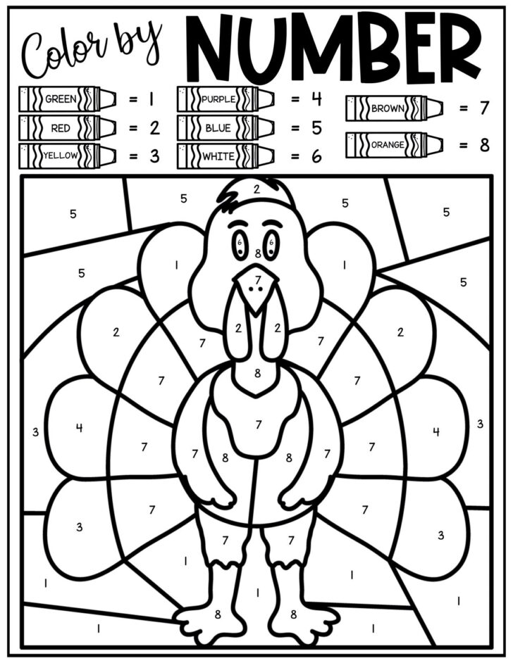 Color By Number Thanksgiving Printable