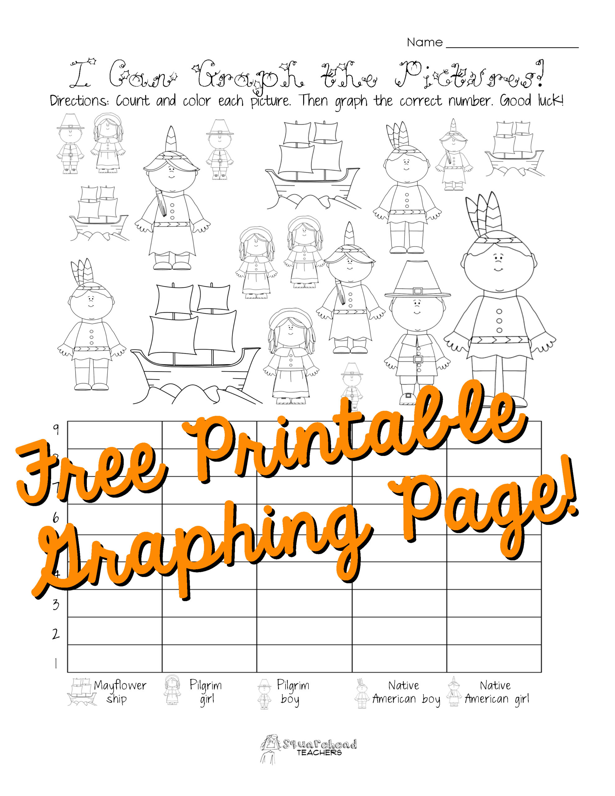 Free Thanksgiving Graphing Worksheet (Kindergarten, First Grade for Graphing Thanksgiving Worksheets