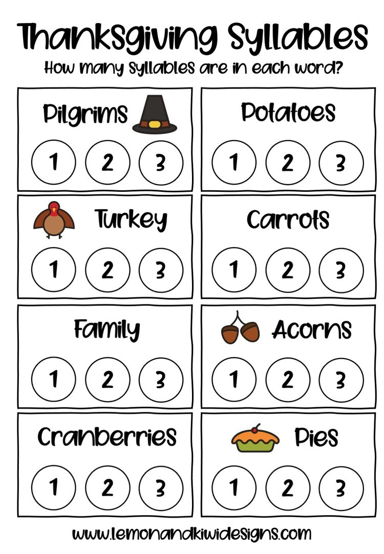 Free Thanksgiving Literacy Printables - Lemon And Kiwi Designs in Thanksgiving Reading Worksheets Kindergarten