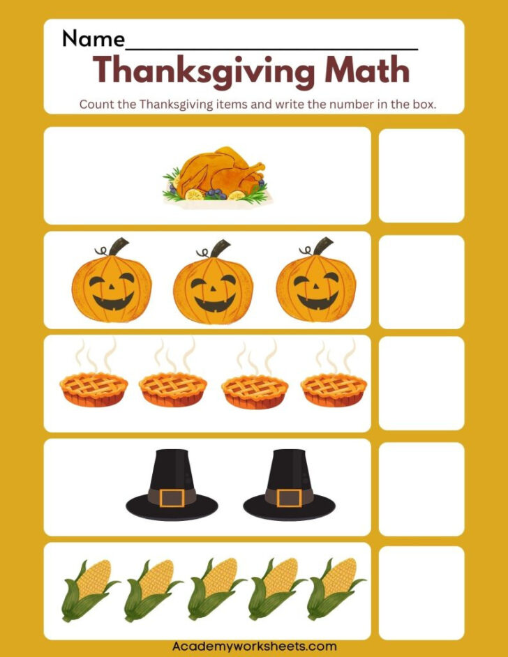 Thanksgiving Math Worksheets For Kindergarten