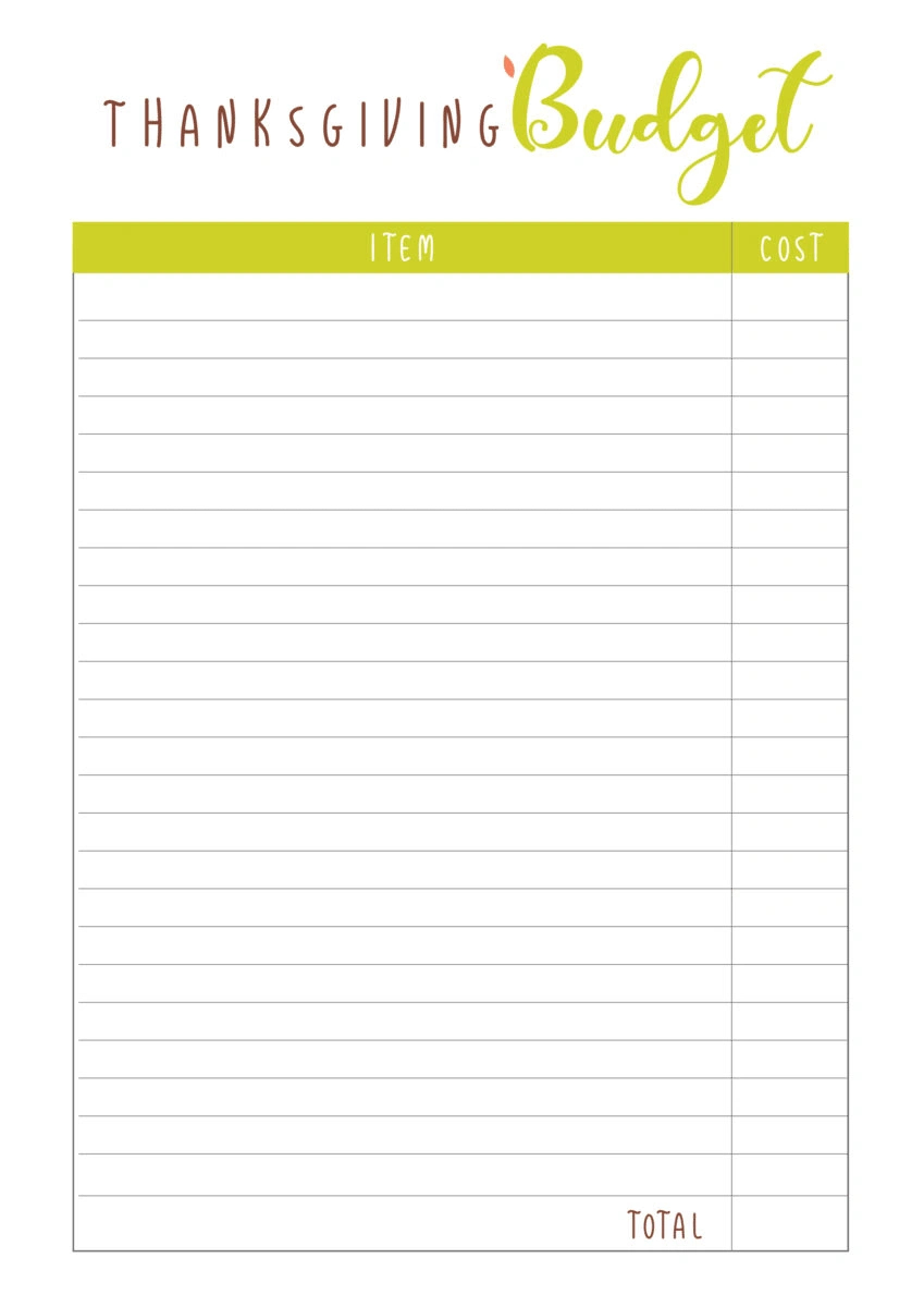 Free Thanksgiving Planner Printable 2024 (11 Printables!) - Leap with regard to Thanksgiving Budget Worksheet