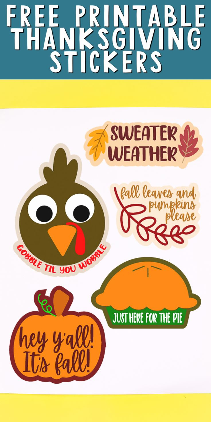 Free Thanksgiving Stickers Plus More Fall Printables | Heu inside Printable Thanksgiving Stickers