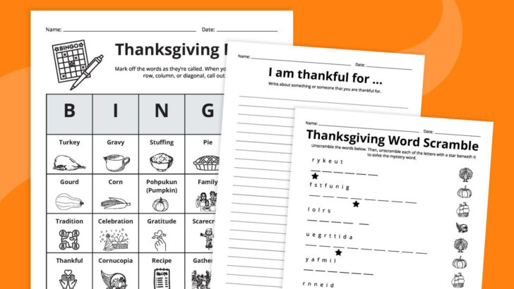 Free Thanksgiving Worksheets