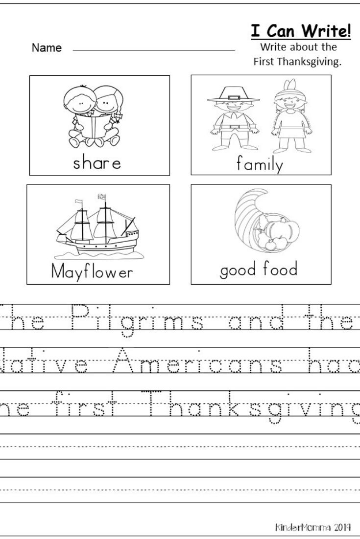 Free Thanksgiving Writing intended for First Thanksgiving Worksheet