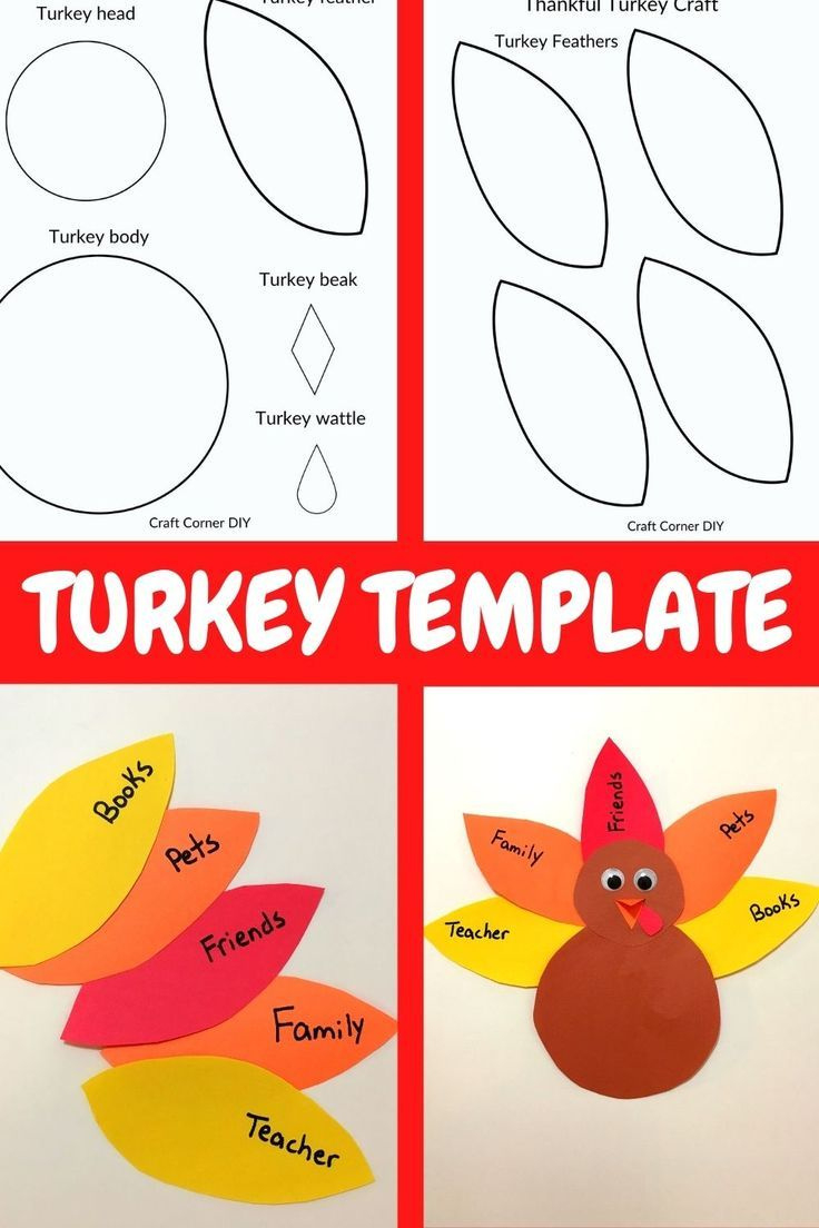 Free Turkey Template Kids Craft in Free Printable Thanksgiving Crafts For Preschoolers