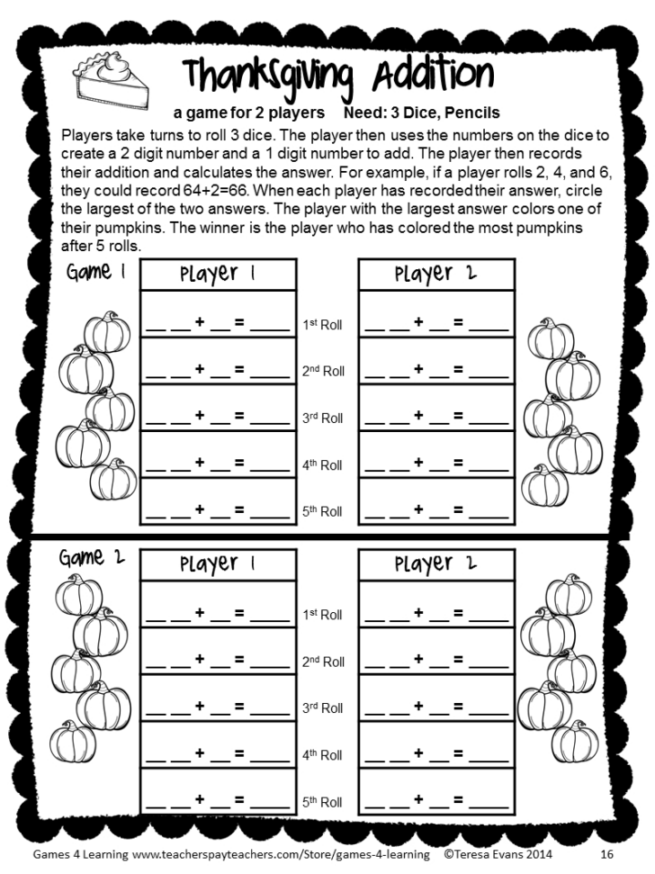 Thanksgiving Worksheets For 2nd Grade