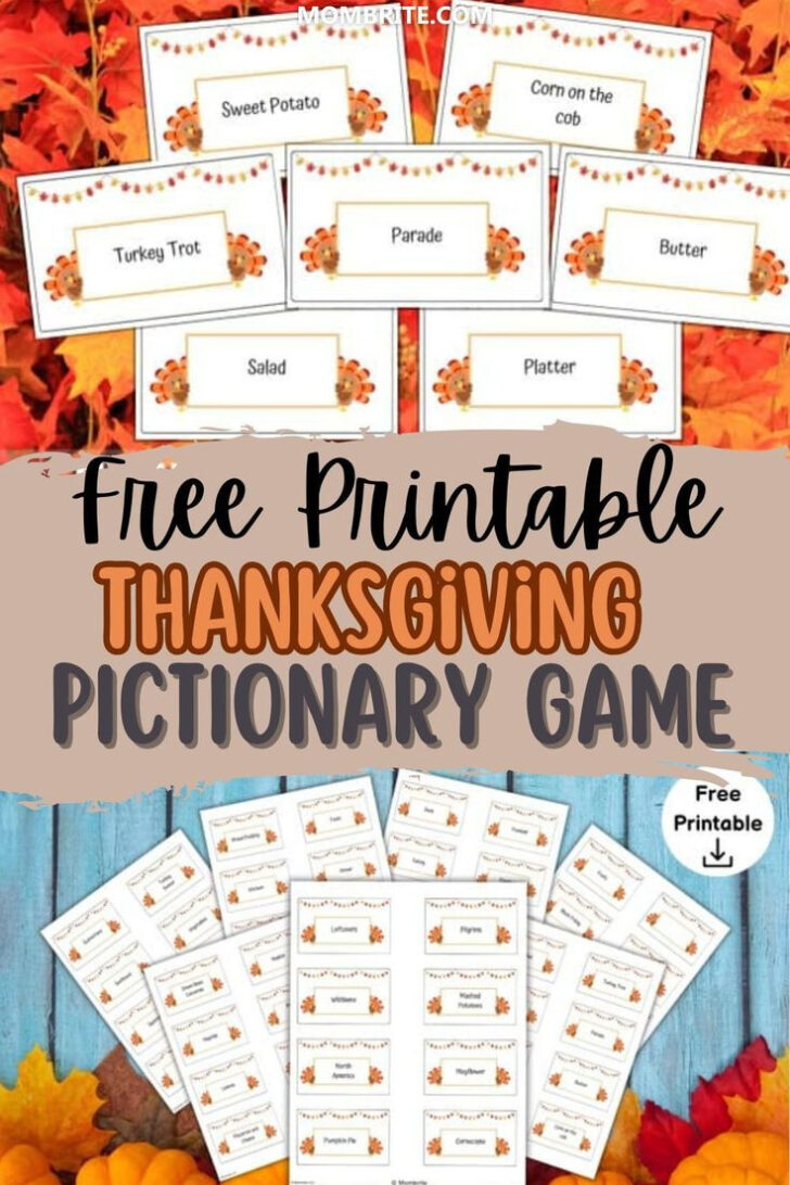 Thanksgiving Pictionary Free Printable