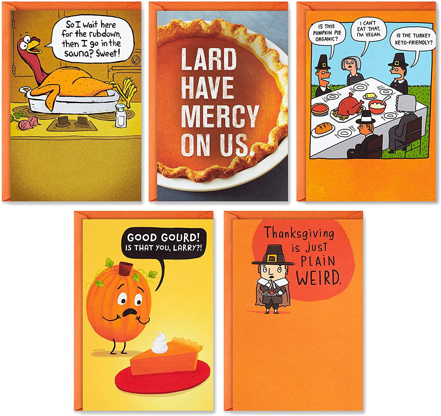 Funny Shoebox Funny Thanksgiving Cards Assortment, Pumpkin Pie (6 for Funny Thanksgiving Cards