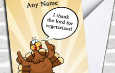 Funny Turkey Thank The Lord Personalised Thanksgiving Card pertaining to Personalised Thanksgiving Cards