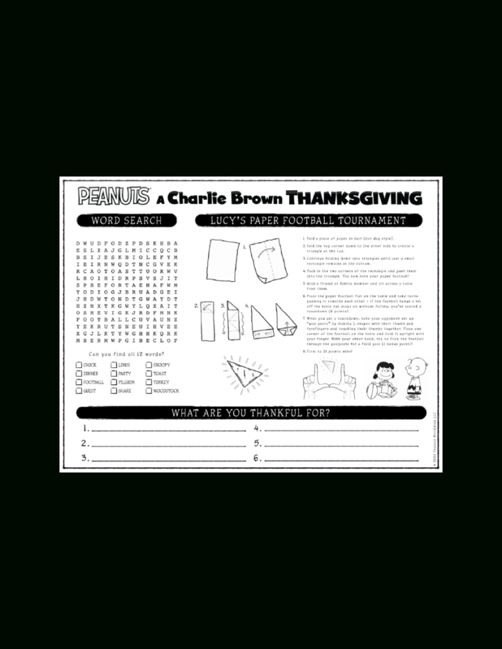 Free Printable Charlie Brown Thanksgiving Worksheet