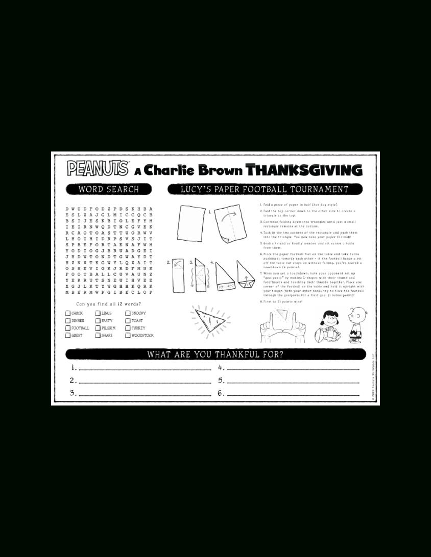 Gonoodle Peanuts: A Charlie Brown Thanksgiving with Free Printable Charlie Brown Thanksgiving Worksheet