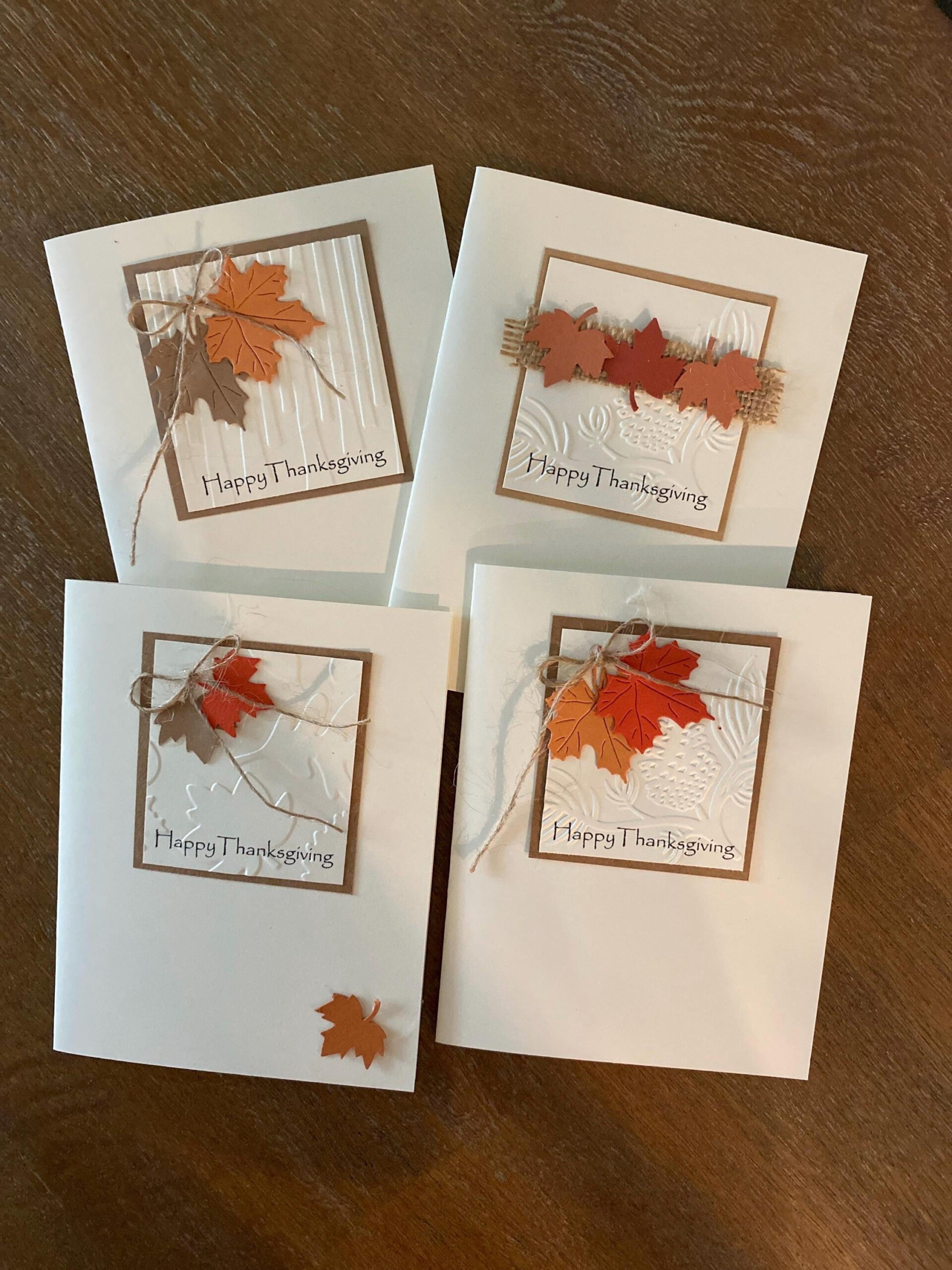 Greeting Cards Handmade Set Of 4 Thanksgiving Cards, Fall Leaves throughout Thanksgiving Craft Cards