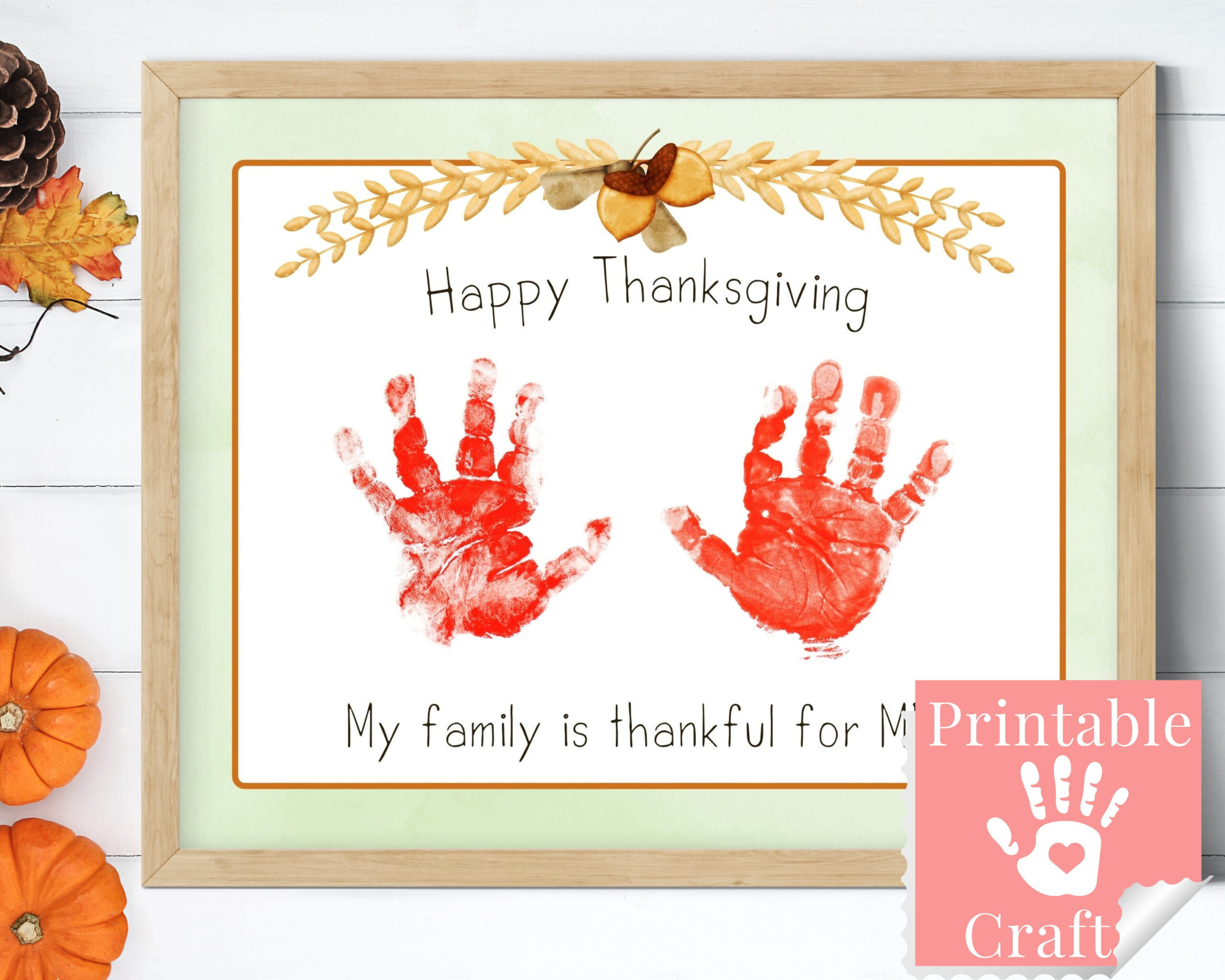 Handprint Thanksgiving Card, Craft Activity For Kids, Keepsake For for Thanksgiving Family Cards