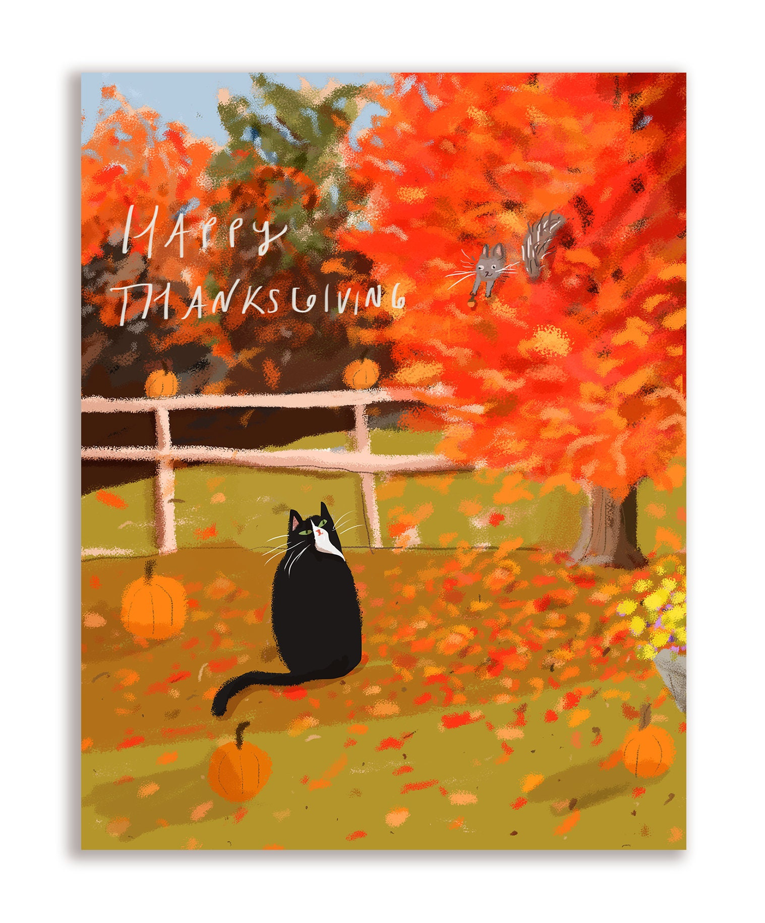 Happy Thanksgiving Card Thankful For You Cat Card Fall Card - Etsy intended for Cat Thanksgiving Cards