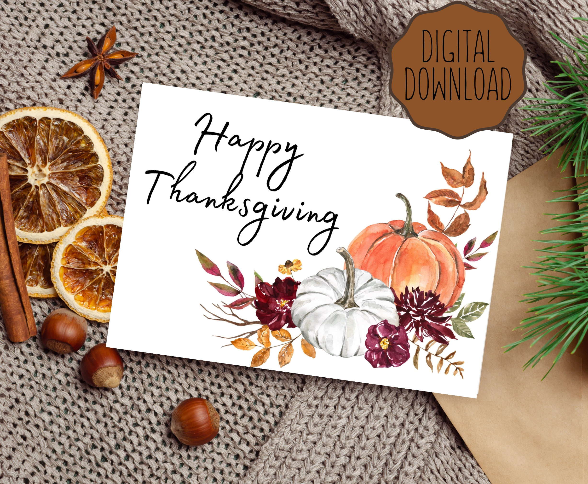 Happy Thanksgiving Card Thanksgiving Card Printable Card Digital for Online Thanksgiving Cards