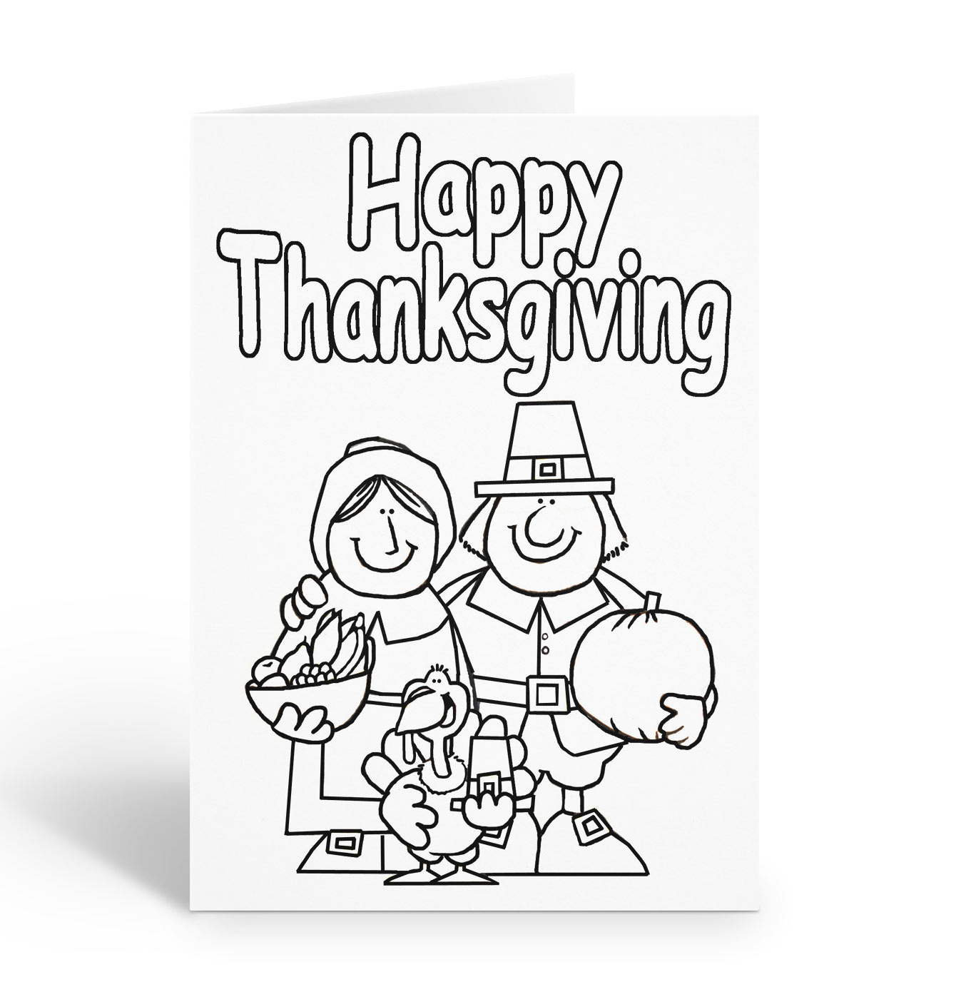 Happy Thanksgiving Children&amp;#039;S Color In Card Set - Kid&amp;#039;S Coloring in Thanksgiving Cards to Color